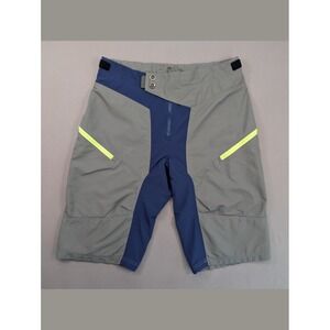 Sombrio Men's Large Gray Blue Mountain Bike MTB Cycling Shorts Neon Zip Pockets